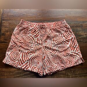 Columbia Shorts Womens XS‎ Orange/Brown Geo Nylon Athletic Hiking Omnishade EUC